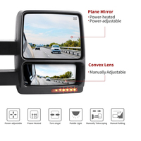 Pour Ford F150 2007-2014 Rétroviseurs de remorquage chauffants électriques avec signal LED et lumière de flaque ABS et rétroviseurs de voiture en verre