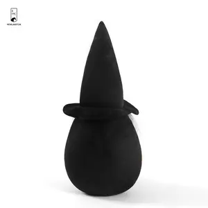 Halloween Decor Zwarte Tovenaar Met Hoed Tumbler Speelgoed Fluwelen Maan Ster Borduurkussen Kussen Voor Thuis Bank