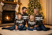 Pull en tricot confortable et amusant, 100% acrylique, chaud, respirant, imprimé de dessins animés, motif Fair Isle, pour femmes et hommes, hiver