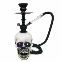 Chicha vintage en métal motif crâne avec yeux LED lumineux, style arabe, coffret cadeau spécial pour Halloween