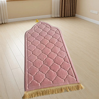Gebetsmatte mit Streifenmuster Verdickter Flanell-Gebetsteppich Schwammunterlage Geprägt Islamisch Modern Minimalistisch 65x110cm Eid Ramadan