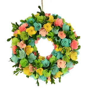 Guirlande de fleurs en bois couleur claire, décorations pour la maison tous les jours, couronnes de pâques Style frais, soldes