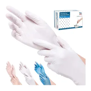 Guantes de PVC Bluesail para examen médico, cuidado de mascotas, guantes de pantalla táctil, guantes de vinilo blanco desechables sin polvo para Hospital