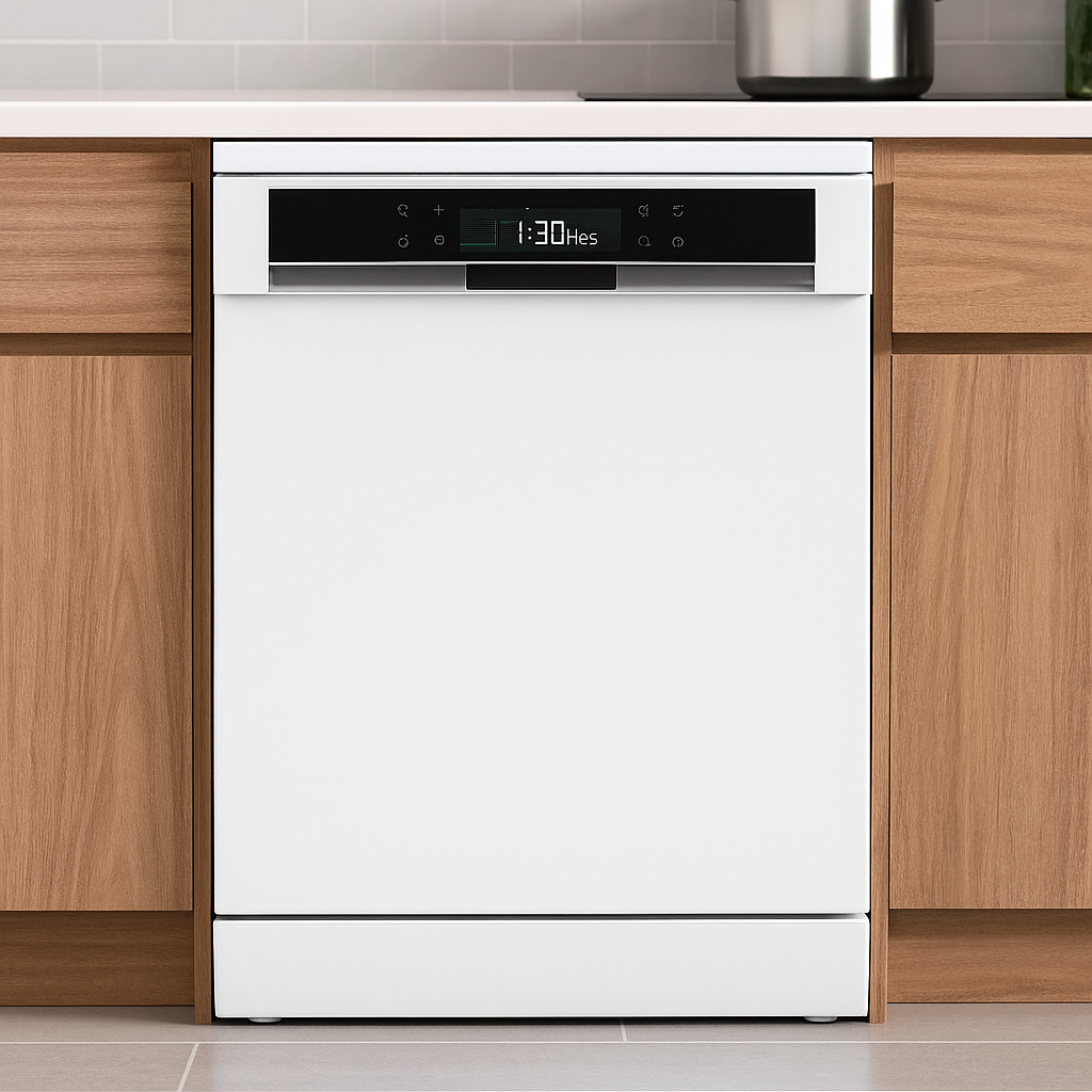 Smart Built-In Electric Dishwasher Semi-Integrated 60 cm 15 Place Settings Stainless Steel Energy Class 9 Wash Programs CE