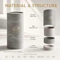 Caja de Tubo de Papel de Lujo Personalizada, Caja Cilíndrica de Cartón Kraft OEM para Perfumes y Cosméticos, con Grabado en Relieve y Lámina Dorada, FSC