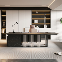 WESOME Table et chaise de bureau de luxe Boss Modern L Shaped Office Ceo Table en bois avec tiroirs Office Desk