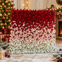Mur de fleurs artificielles en soie sur mesure de luxe, Hortensia Rose, pour un décor romantique et rêveur, idéal pour les séances photo, mariages, fêtes et événements.