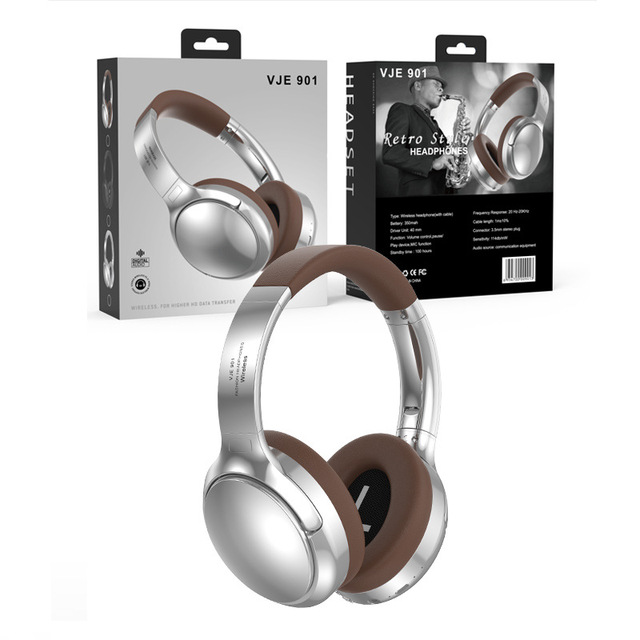 VJE901 Retro Metal Over-Ear Headphones, Type Wireless Mobile Gaming Sports Headphones, Private Model Cross-Border
