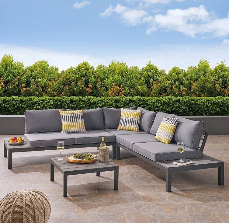 Modern garden aluminium V-shape furniture outside sofa sets