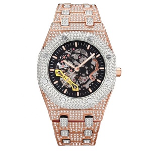 Montres mécaniques pour hommes de haute qualité, livraison directe, serties de zircone cubique, montre automatique de luxe sertie de diamants - Product Image 4