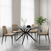 Table à manger pliante industrielle moderne et minimaliste pour 8 personnes, grand plateau, finition mate H082, plateau en céramique, pieds en métal, usage hôtelier