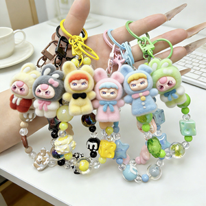 <span class=keywords><strong>Cordon</strong></span> de téléphone perlé couleur café tendance avec pendentif ours de dessin animé, sangle anti-perte pour téléphone, porte-clés - Product Image 6