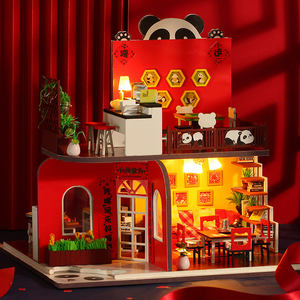 Nuovo anno fai da te in legno in miniatura Panda cinese con sedia e scrivania Mini stile giocattolo nuovo anno Set di case delle bambole - Product Image 2