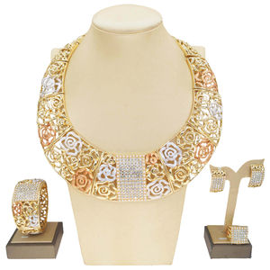 Yulaili conjuntos de joyería moda mujer fiesta <span class=keywords><strong>disfraz</strong></span> accesorios 18K chapado en oro joyería Simple collar único pendientes - Product Image 6