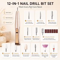 Stylo perceuse à ongles électrique 2-en-1 avec lampe LED, lime à ongles rechargeable pour acrylique, gel, vernis, usage professionnel et domestique