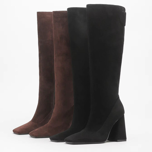 Giày bốt cao đến đầu gối nữ chất liệu da lộn mũi vuông 1229-7, gót cao 9.5cm, bộ sưu tập Thu Đông, kiểu dáng thời trang dành cho nữ - Product Image 2