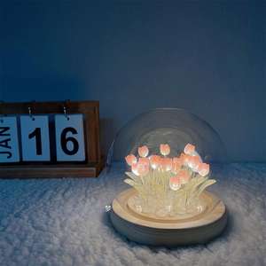 Gran oferta, decoración creativa para dormitorio, Idea de regalo, cúpula de cristal, flor de cristal <span class=keywords><strong>LED</strong></span>, Lampara De <span class=keywords><strong>Tulipan</strong></span> - Product Image 1