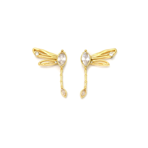 Pendientes de Libélula de Cristal, Chapados en Oro PVD, Acero Inoxidable 316L, Joyería Sostenible y Resistente - Product Image 2
