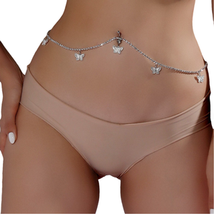 Cadena Corporal LIVE4U, Colgante de Aleación con Forma de Mariposa, Cadena de <span class=keywords><strong>Cintura</strong></span> Sexy con Pedrería, Cadena Corporal para el Ombligo - Product Image 1