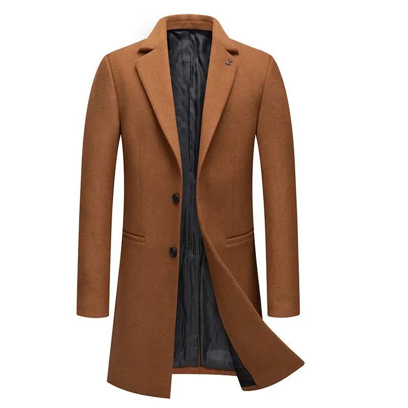 New fall/winter mid-length wool overcoat men's fashion unpermed wool overcoat plus cotton padded overcoat