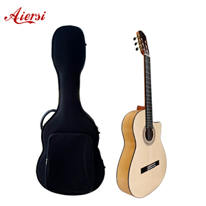 Aiersi Guitare Classique <span class=keywords><strong>Flamenco</strong></span> Solide Couleur Naturelle avec Étui en Mousse - Product Image 1