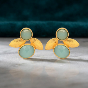 ต่างหูแบบติดหูทรงคลาสสิค JAIPUR GEMS JEWELRY ทำจากทองเหลือง ชุบทอง 14k/24k ชุบโรเดียม ประดับแบบกรงเล็บ - Product Image 3