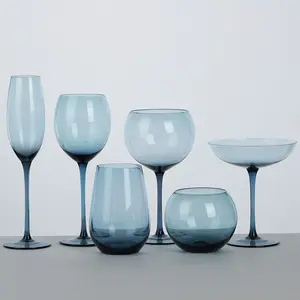 Blaue Bordeaux Rotwein gläser Buntes Vintage Becher Set Martini Weißwein glas Tasse für Hochzeits dekoration