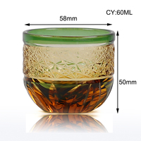 Verre à shot rond en cristal taillé à la main, style japonais Edo Kiriko, pour saké, liqueur, soju, spiritueux