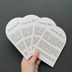 Tarjeta de agradecimiento con forma de arco troquelada a medida, tarjeta de instrucciones para el cuidado de extensiones de cabello con forma arqueada, logotipo impreso personalizado - Product Image 4