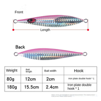 Leurre métallique Hessen BZM037 80g/180g Glow Zebra Rector Lead Fish pour jigging lent avec hameçons pour saumon et truite