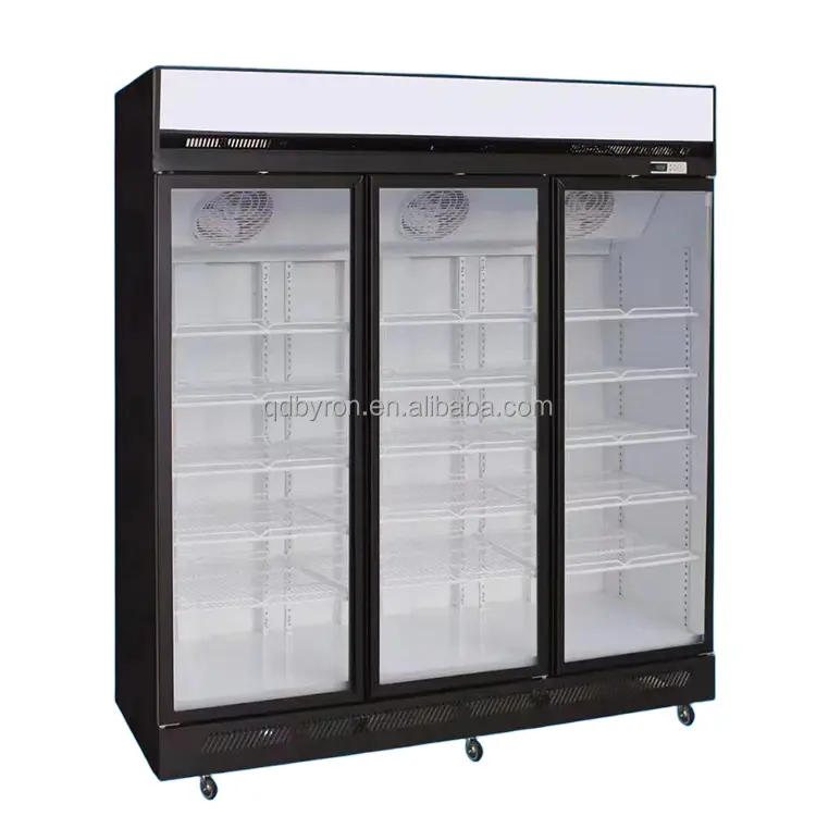 Commercial Vertical Deep Freezer Electric Heating Glass Door Upright Frozen Food Display Freezer