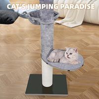Arbre à chat réglable et haut de gamme, griffoir vertical du sol au plafond avec hamac suspendu et poteaux à griffer, gris