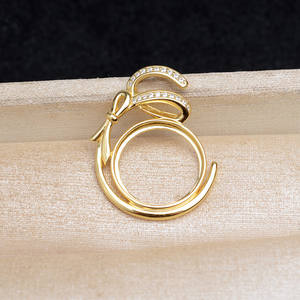 Support d'accessoires en argent plaqué or Wenchi DIY pour perles Mabe, taille de perle 14,8-15 mm, Gourd du Trésor, Chine - Product Image 4