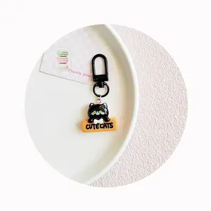 10pcs Resin Black Cat Charms Keychain Fashion Cute Cartoon Colorful Bag Key Chain Keyring Ornament Bag Purse Charm