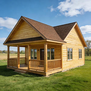 Casa <span class=keywords><strong>de</strong></span> <span class=keywords><strong>Madera</strong></span> Prefabricada Rústica <span class=keywords><strong>de</strong></span> 2 Dormitorios y Una Planta con Porche Abierto, Construcción <span class=keywords><strong>de</strong></span> <span class=keywords><strong>Madera</strong></span> Natural para Casa <span class=keywords><strong>de</strong></span> Vacaciones - Product Image 1