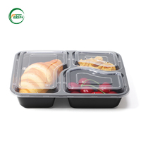 Flash Easy Clean PP Plastic 3-delige voedselcontainers met glad oppervlak, geschikt voor snel schoonmaken, ideaal voor drukke keukens
