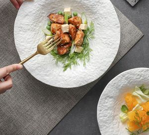 Assiette en céramique pour soupe profonde, sensation premium, assiette à légumes, saladier de forme irrégulière, assiette occidentale pour usage domestique et en restaurant - Product Image 5