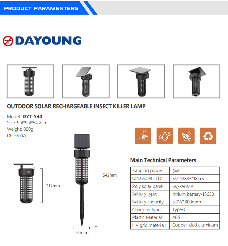 Dayoung Electronic insect killer outdoor solar mosquito killer lamp