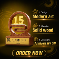 Trophée et Médaille Créatifs en Bois Massif Imprimés UV pour les Récompenses d'Anniversaire de Travail (5ème et 10ème Anniversaire)