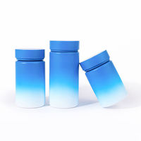 Bouteille en plastique PET de qualité alimentaire de 120 ml, bleu dégradé, impression sérigraphique pour médicaments, pilules, capsules/vitamines/nutriments/huile de poisson