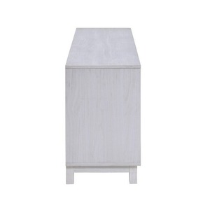 ตู้วางทีวี Samy ขนาด 70 นิ้ว พร้อมเตาผิง LED ประตูกระจก ดีไซน์โมเดิร์นกลางศตวรรษ ปรับระดับได้ มีที่เก็บของ ติดตั้งบนพื้น สีขาวเงิน - Product Image 5