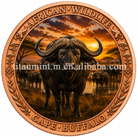 Pièce de collection en cuivre pur 999 de 1 oz, motif animaux sauvages, colorée aux UV, en relief, pour collectionneurs