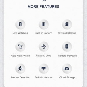 كاميرا لاسلكية جديدة تعمل بالواي فاي بدقة 3 ميجابكسل مع بطارية صغيرة، كشف الحركة، رؤية ليلية، سهلة التركيب للاستخدام الداخلي والخارجي - Product Image 2