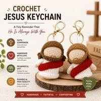 Jouet en peluche Amigurumi religieux chrétien Notre-Dame de Guadalupe Jésus, pendentif doux et écologique, cadeau d'église, poupée Vierge Marie béquilleuse
