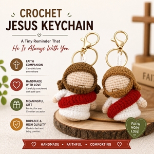 Giocattolo di Peluche Amigurumi Religioso Cristiano, Madonna di Guadalupe, Gesù, Regalo Ecologico per la Chiesa, Ciondolo, Bambola della Beata Vergine Maria - Product Image 2