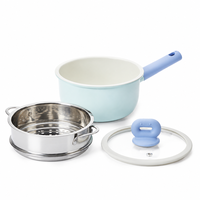 Casserole antiadhésive en céramique 18/20 cm avec couvercle, compatible induction, gaz et électrique, idéale pour la préparation saine du lait en cuisine