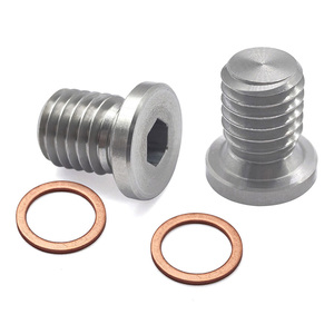 Bouchon hexagonal en acier inoxydable M12*1.75 avec rondelle en cuivre - Raccord d'étanchéité universel pour échappement automobile, pièce de modification automobile CNC - Product Image 5