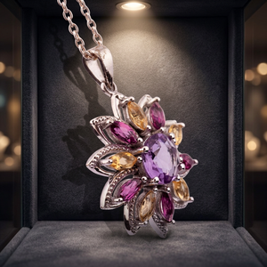 BellaJewelry P-5946 Women's Fine Fancy <b>Pendant</b> with Amethyst Stone Gold and Silver Plated Sterling Charm for Jewelry or Gift - Product Image 3