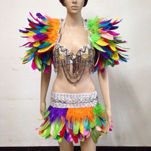 Plume colorée châle jupe performance chanteur carnaval danse femmes costume - Product Image 1