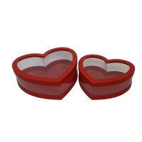 Boîte cadeau en PVC en forme de cœur avec fenêtre, motif floral, pour la Saint-Valentin et la Fête des Mères